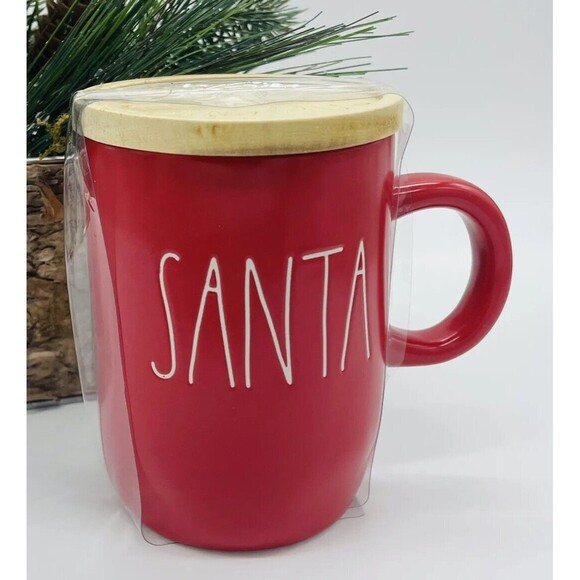 Rae Dunn SANTA Mug Wood Etched Snowflake Coaster LL Christmas Red New 2021 X-Mas - Picture 2 of 6
